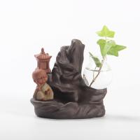 Backflow Incense Burner, Purple Clay, half handmade, for home and office & durable & different styles for choice, 120x80x110mm, Sold By PC