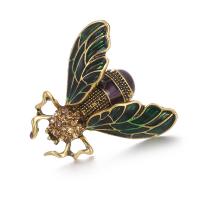 Zinc Alloy Brooches Insect gold color plated Unisex & with rhinestone nickel lead & cadmium free 34*33mm Sold By PC