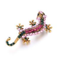 Zinc Alloy Brooches Lizard gold color plated for woman & with rhinestone nickel lead & cadmium free 51*28mm Sold By Lot
