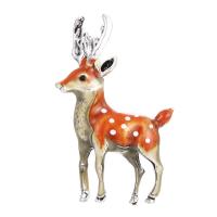 Zinc Alloy Brooches Deer platinum color plated Unisex & enamel & with rhinestone nickel lead & cadmium free 50*32mm Sold By Lot