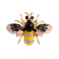 Tibetan Style Brooches, Bee, gold color plated, for woman & with rhinestone, nickel, lead & cadmium free, 25*35mm, 3PCs/Lot, Sold By Lot