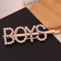 Hair Slide Zinc Alloy with Rhinestone gold color plated & for woman & with rhinestone 60*18mm Sold By PC