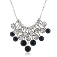 Zinc Alloy smykker halskæde, med Krystal, sølvfarvet forgyldt, for kvinde & med rhinestone, flere farver til valg, nikkel, bly & cadmium fri, Solgt Per 17.7 inch Strand