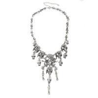 Zinc Alloy Jewelry Necklace with 5cm extender chain plated for woman & with rhinestone nickel lead & cadmium free Sold Per 17.7 Inch Strand