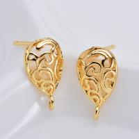 Hollow Brass Pendants, Teardrop, real gold plated, for woman, 7x14mm, Sold By PC