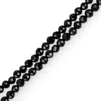 Black+Spinel Perle, rund, natürlich, facettierte, schwarz, 2.50x2.50x2.50mm, Bohrung:ca. 1mm, Länge:ca. 15.5 ZollInch, 5SträngeStrang/Menge, ca. 159PCs/Strang, verkauft von Menge