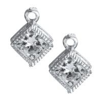 Zinc Alloy Pendants Rhombus silver color plated with rhinestone nickel lead & cadmium free Approx 2mm Sold By Lot