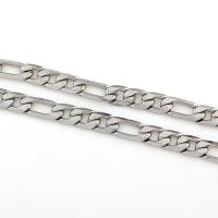 Cadena de Collar, acero inoxidable, Joyería & unisexo & cadena Figaro, color original, Vendido para aproximado 23.5 Inch Sarta