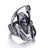 خاتم إصبع الرجل الفولاذ المقاوم للصدأ, جمجمة, لون الفضة مطلي, أسلوب فاسق & حجم مختلفة للاختيار & للرجل, 36mm, تباع بواسطة PC