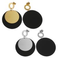 Stainless Steel Drop Earring, with Resin, Flat Round, plated, for woman, more colors for choice, 48mm,35mm, Sold By Pair