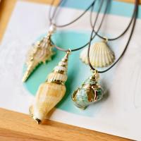 Shell Necklaces with leather cord fashion jewelry & for woman 13-26mmuff0c23-60mmuff0c45cm Sold Per Approx 27.5 Inch Strand