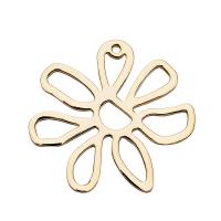 Hollow Brass Pendants Flower real gold plated DIY 25mm Approx 1mm Sold By Lot