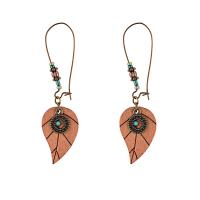 Wood Drop Earring with Zinc Alloy fashion jewelry & folk style & for woman brown nickel lead & cadmium free 71mm Sold By Pair
