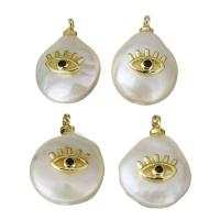 Stainless Steel Pendants, Brass, with pearl, gold color plated, micro pave cubic zirconia, nickel, lead & cadmium free, 12-13x17-18.5x6.5-8mm, Hole:Approx 1.5mm, 5PCs/Lot, Sold By Lot
