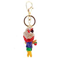 Bag Purse Charms Keyrings Keychains, Tibetan Style, Parrot, gold color plated, Unisex & with rhinestone, nickel, lead & cadmium free, 170*55mm, Sold By PC