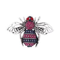 Tibetan Style Brooches, Insect, plated, Unisex & with rhinestone, more colors for choice, nickel, lead & cadmium free, 50*32mm, 2PCs/Lot, Sold By Lot