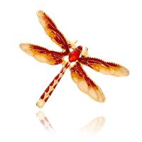Zinc Alloy Brooches with Crystal Dragonfly gold color plated for woman & enamel nickel lead & cadmium free 47*32mm Sold By Lot