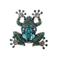 Tibetan Style Brooches, Frog, antique gold color plated, Unisex & with rhinestone, nickel, lead & cadmium free, 47*45mm, 2PCs/Lot, Sold By Lot