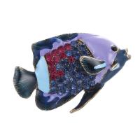 Zinc Alloy Brooches Fish antique gold color plated Unisex & enamel & with rhinestone nickel lead & cadmium free 45*29mm Sold By Lot