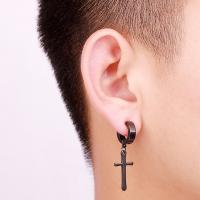 Stainless Steel Drop Earring Cross for man mixed colors nickel lead & cadmium free Sold By Lot