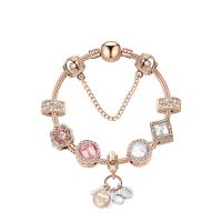 Zinc Alloy European Bracelet with Glass rose gold color plated & micro pave cubic zirconia & for woman Sold By Strand