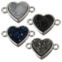 Mässing smycken Connector, med Ice Kvarts Agate, Hjärta, plated, 1/1 slinga, fler färger för val, 18x11x6.50mm, Hål:Ca 2mm, Säljs av PC