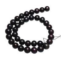 Cultured Potato Freshwater Pearl Beads, black, 11-12mm, Hole:Approx 0.8mm, Approx 36PCs/Strand, Sold By Strand