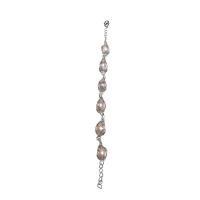 Freshwater Cultured Pearl Bracelet, Freshwater Pearl, with brass chain, brass S hook clasp, with 2.5cm extender chain, silver color plated, for woman, mixed colors, 11x25mm, Sold Per Approx 6.5 Inch Strand