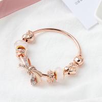 Tibetan Style European Bracelet, with Lampwork, rose gold color plated, different size for choice & micro pave cubic zirconia & for woman, Sold By Strand