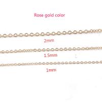 Corrente de colar, Aço inoxidável 304, banhado, joias de moda & tamanho diferente para a escolha, rosa dourado, 10PCs/Lot, vendido por Lot