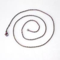 Stainless Steel Chain Necklace, 304 Stainless Steel, plated, fashion jewelry & Unisex & different size for choice, rainbow colors, 10Strands/Bag, Sold By Bag