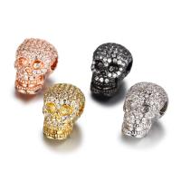 Cubic Zirconia Micro Pave Brass Beads, Skull, DIY & micro pave cubic zirconia, more colors for choice, nickel, lead & cadmium free, 9.50x15x11mm, Hole:Approx 3.5mm, Approx 4PCs/Lot, Sold By Lot