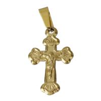 Pendentifs en acier inoxydable de la Croix-, Crucifix, Placage de couleur d'or, 14.50x23x2mm, Trou:Environ 3x6.5mm, Vendu par PC