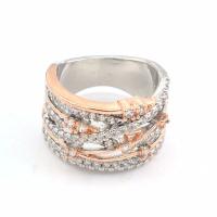 Zinc Alloy Finger Ring plated & micro pave cubic zirconia & for woman & two tone nickel lead & cadmium free Sold By PC