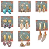 Zinklegierung Ohrringe, mit ABS-Kunststoff-Perlen & Muschel, plattiert, verschiedene Stile für Wahl & für Frau, frei von Nickel, Blei & Kadmium, verkauft von Paar