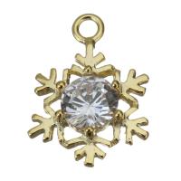 Cubic Zirconia Brass Pendants, Snowflake, with cubic zirconia, gold, nickel, lead & cadmium free, 13x17.50x4mm, Hole:Approx 2mm, Approx 50PCs/Lot, Sold By Lot