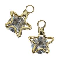 Cubic Zirconia Brass Pendants, with Cubic Zirconia, Star, gold, nickel, lead & cadmium free, 7.50x10x5mm, Hole:Approx 1.5mm, Approx 100PCs/Lot, Sold By Lot