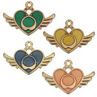 Tibetan Style Heart Pendants, Winged Heart, plated, enamel, more colors for choice, nickel, lead & cadmium free, 30x21x2mm,1mm, Hole:Approx 2mm, 50PCs/Lot, Sold By Lot