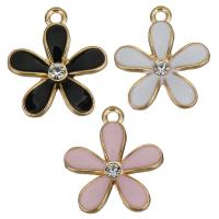 Zinc Alloy Flower Pendants plated enamel & with rhinestone nickel lead & cadmium free Approx 2mm Sold By Lot