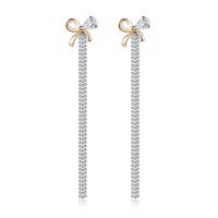 Brass Split Earring, Bowknot, plated, micro pave cubic zirconia & for woman, nickel, lead & cadmium free, 12x67mm, Sold By Pair