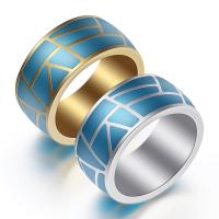 Anel de dedo de aço inoxidável, banhado, joias de moda & unissex & tamanho diferente para a escolha & adesivo epóxi, Mais cores pare escolha, tamanho:6-12, vendido por PC