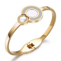 Stainless Steel Bangle, plated, fashion jewelry & for woman & with rhinestone, more colors for choice, 65x57mm, Sold By Strand