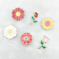 Zinc Alloy Flower Pendants gold color plated & enamel nickel lead & cadmium free   Approx 2mm 20/Bag Sold By Bag