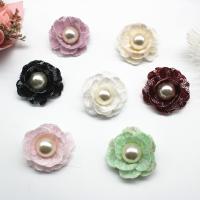 Lace Hår klip broche Fund, med Plastic Pearl, forgyldt, mode smykker, flere farver til valg, 35mm, Hole:Ca. 2mm, 50/Lot, Solgt af Lot