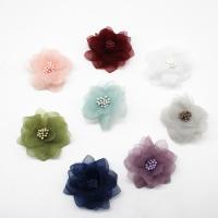Chiffon Hair Clip Brooch Findings, Flower, DIY, more colors for choice, 50mm, Hole:Approx 2mm, 50/Lot, Sold By Lot