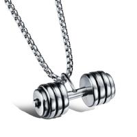 Titanium Steel Pendants, Barbell, plated, fashion jewelry, silver color, 34*15mm, Hole:Approx 2mm, Sold By PC