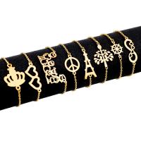 Bijoux bracelet en acier inoxydable, avec 3cm chaînes de rallonge, Placage de couleur d'or, styles différents pour le choix & pour femme, Vendu par 6.6 pouce brin