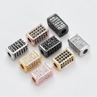 Perles cubes en laiton zircon Micro Pave, rectangle, DIY & pavé de micro zircon, plus de couleurs à choisir, protéger l'environnement, sans nickel, plomb et cadmium, 10x6x6mm, Trou:Environ 2.8mm, Environ 4PC/lot, Vendu par lot