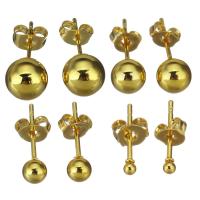 Stainless Steel Stud Earring, gold color plated, different size for choice & for woman, 12Pairs/Lot, Sold By Lot