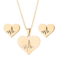 Fashion Stainless Steel Jewelry Sets Stud Earring & necklace Heart for woman nickel lead & cadmium free  Sold By Set